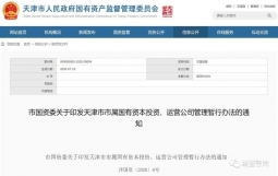 天津市印发市属国有资本投资、运营公司管理暂行办法