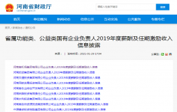 河南9家省属国企负责人2019年度薪酬公布（附披露表）