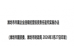 潍坊国资委和财政局：过度负债导致债务危机、恶意逃废金融债务等将被追责！